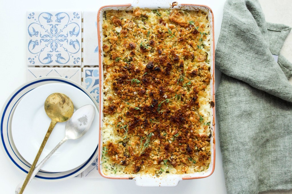 Brussels Sprout and sweet potato gratin. 